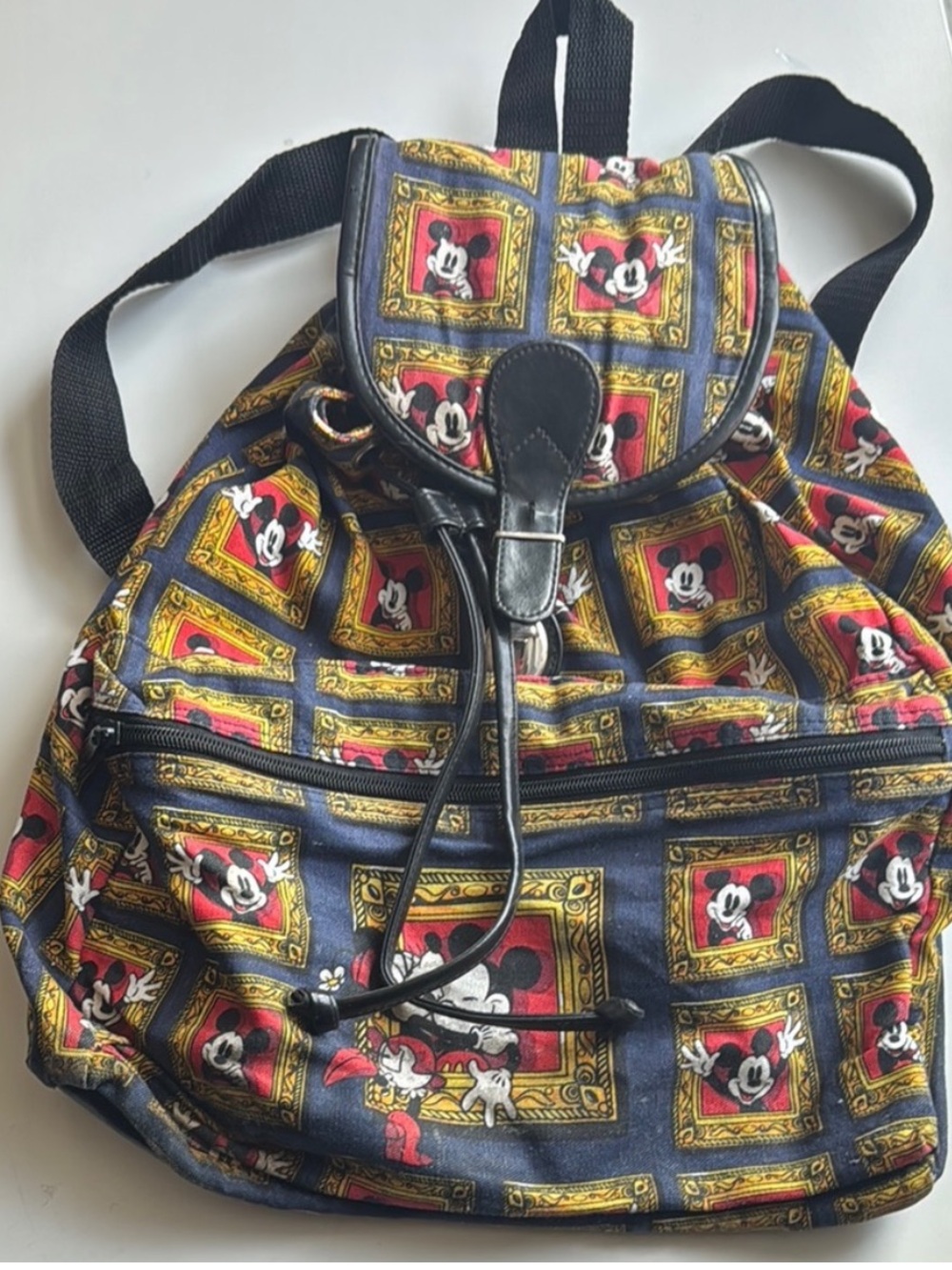 Rare Vintage Disney Mickey Mouse Backpack Black Red Retro Style - Picture 2 of 4